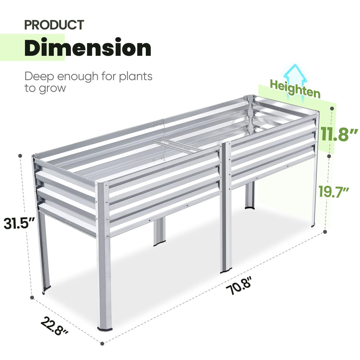 King Bird 600 lb capacity galvanized planter suitable for heavy soil and plants.