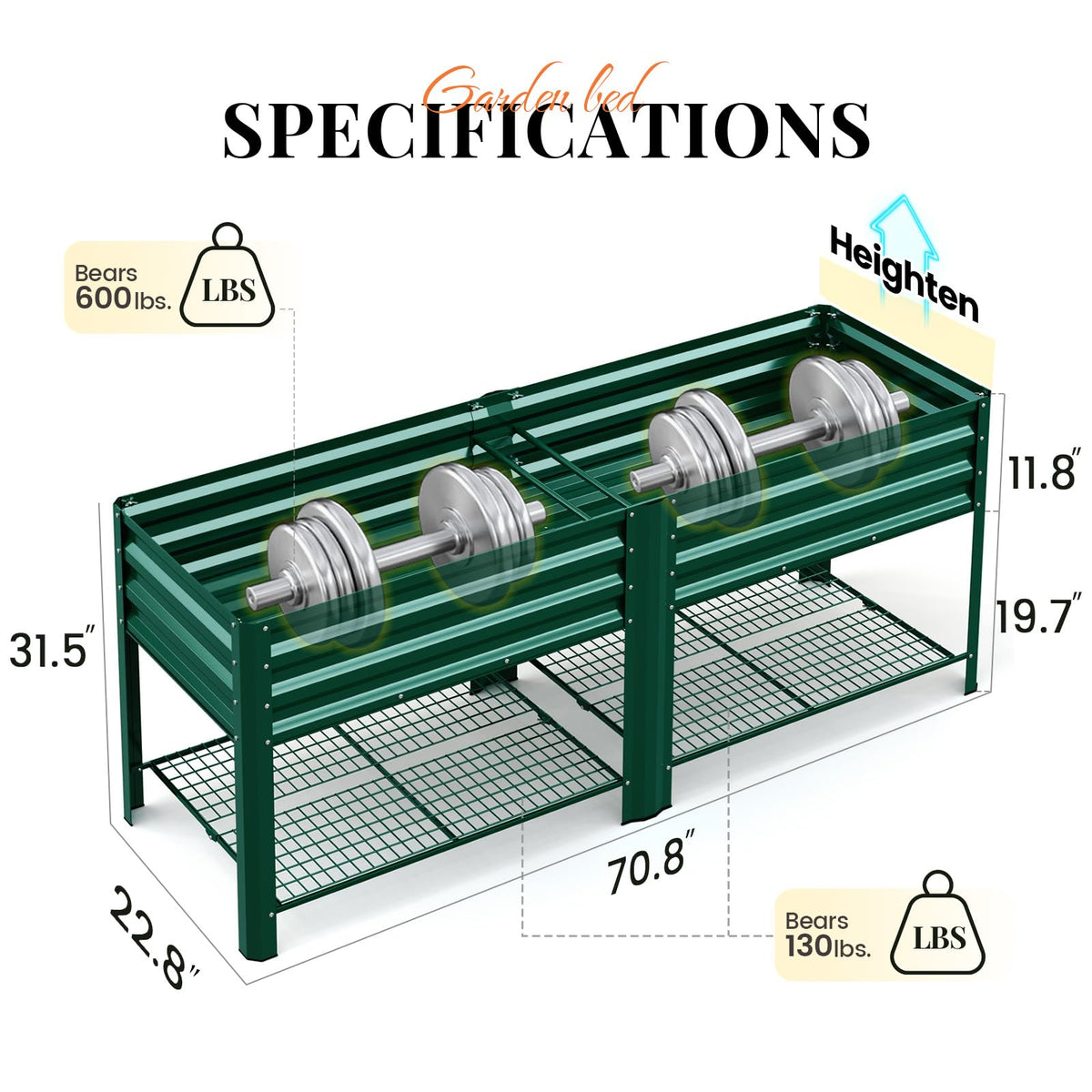 KING BIRD sturdy 600 lb capacity keeps heavy planters stable.