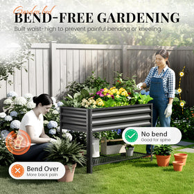KING BIRD bed side view supports up to 400 lbs for veggies and flowers.