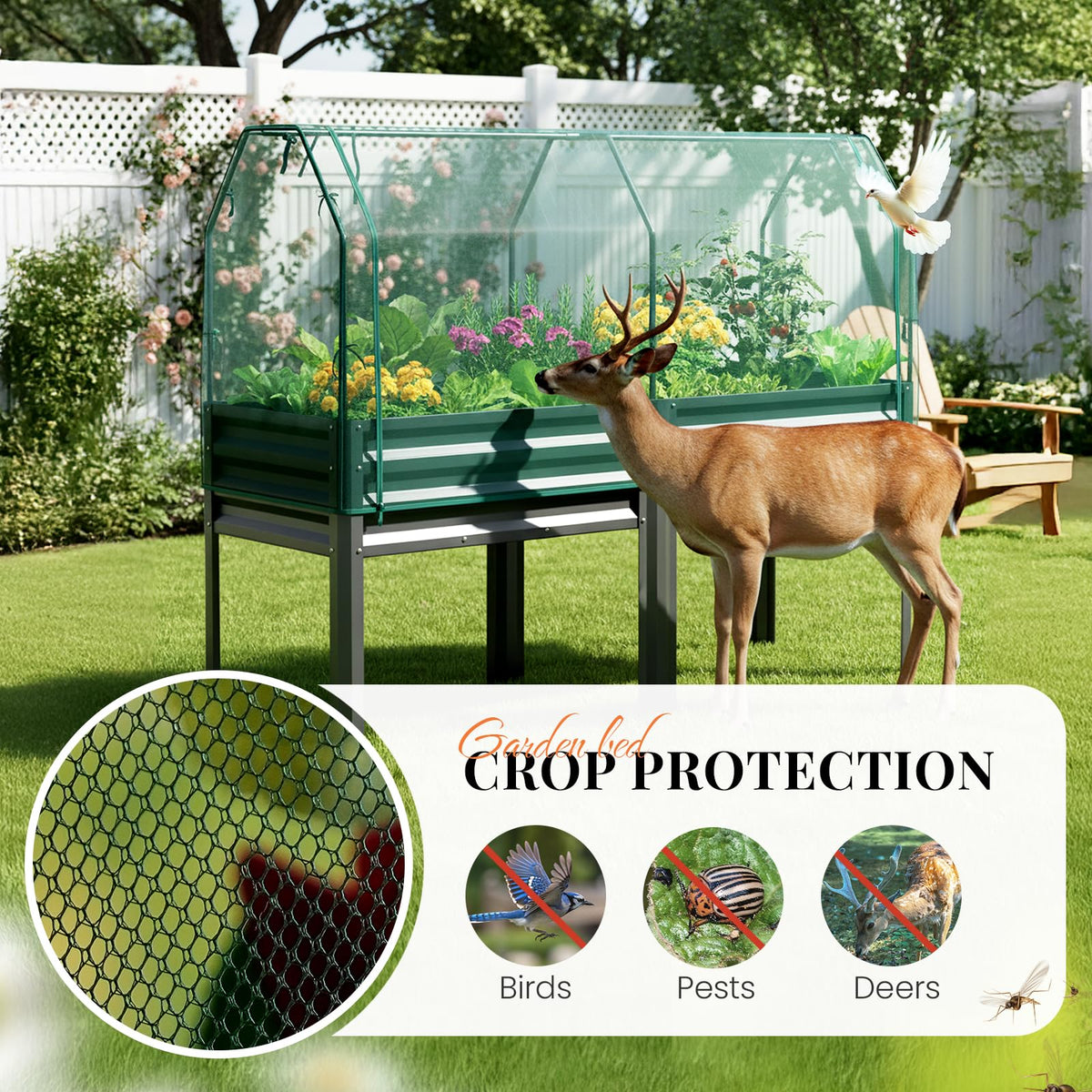 King Bird galvanized elevated planter on sturdy legs for easy reach