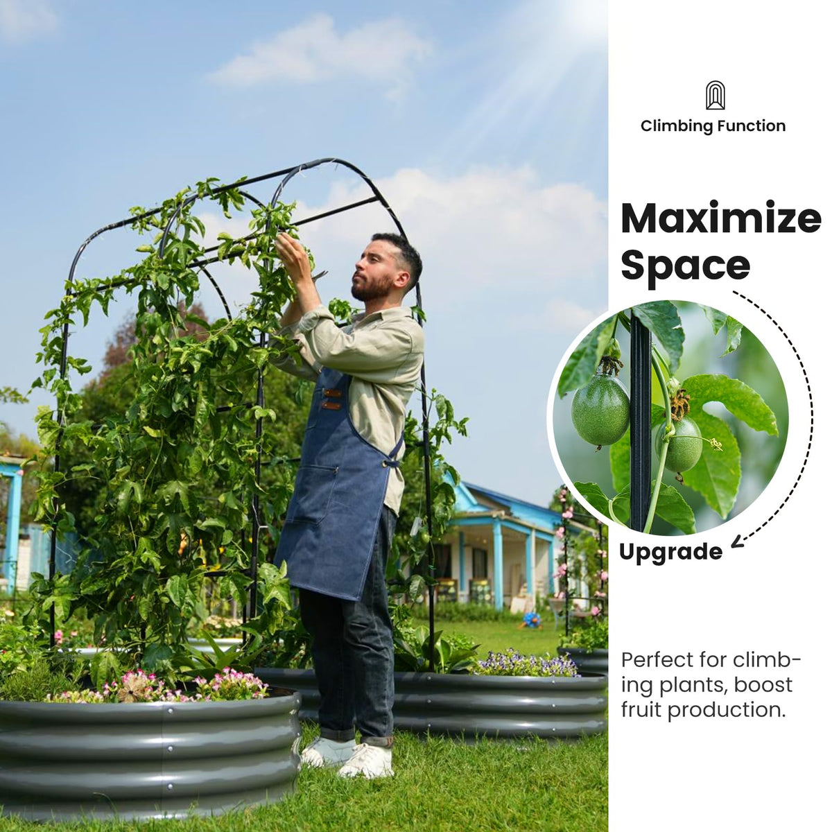 KING BIRD galvanized planter in durable steel provides long-lasting garden support.
