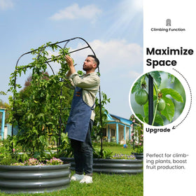 KING BIRD galvanized planter in durable steel provides long-lasting garden support.