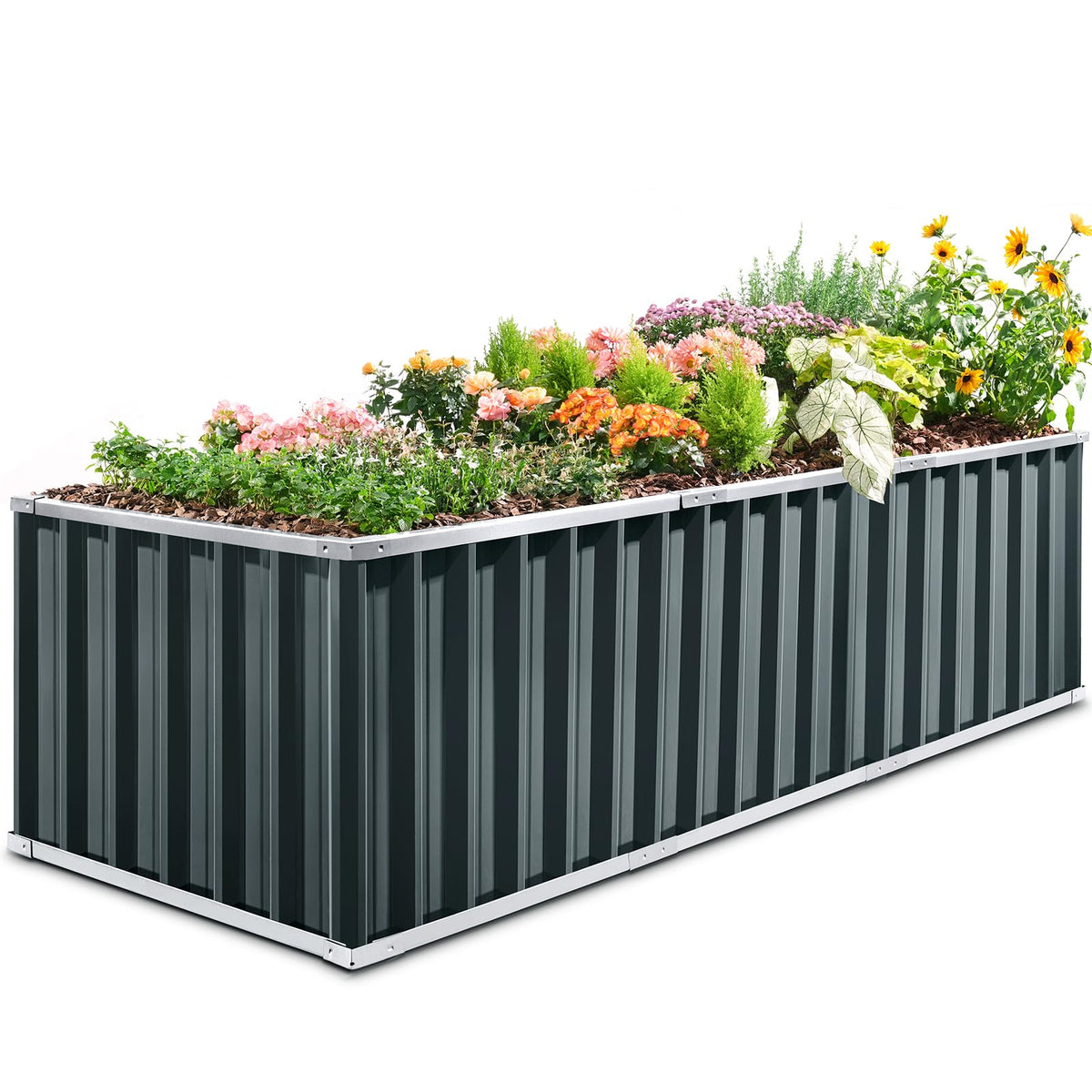 KING BIRD galvanized raised bed ready for assembly with sturdy 101x36x24 dimensions.