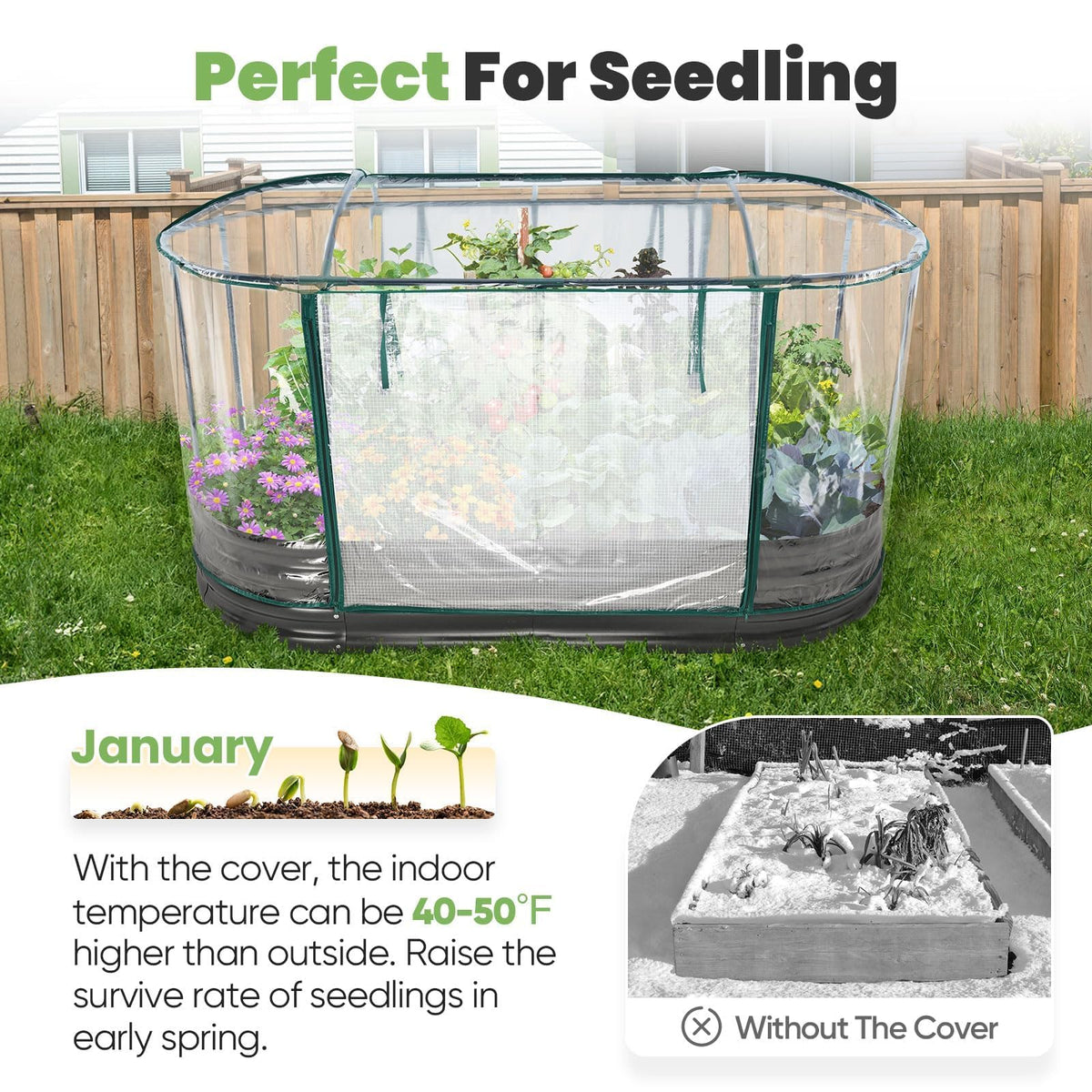 KING BIRD galvanized steel construction provides sturdy support for vegetables and flowers.