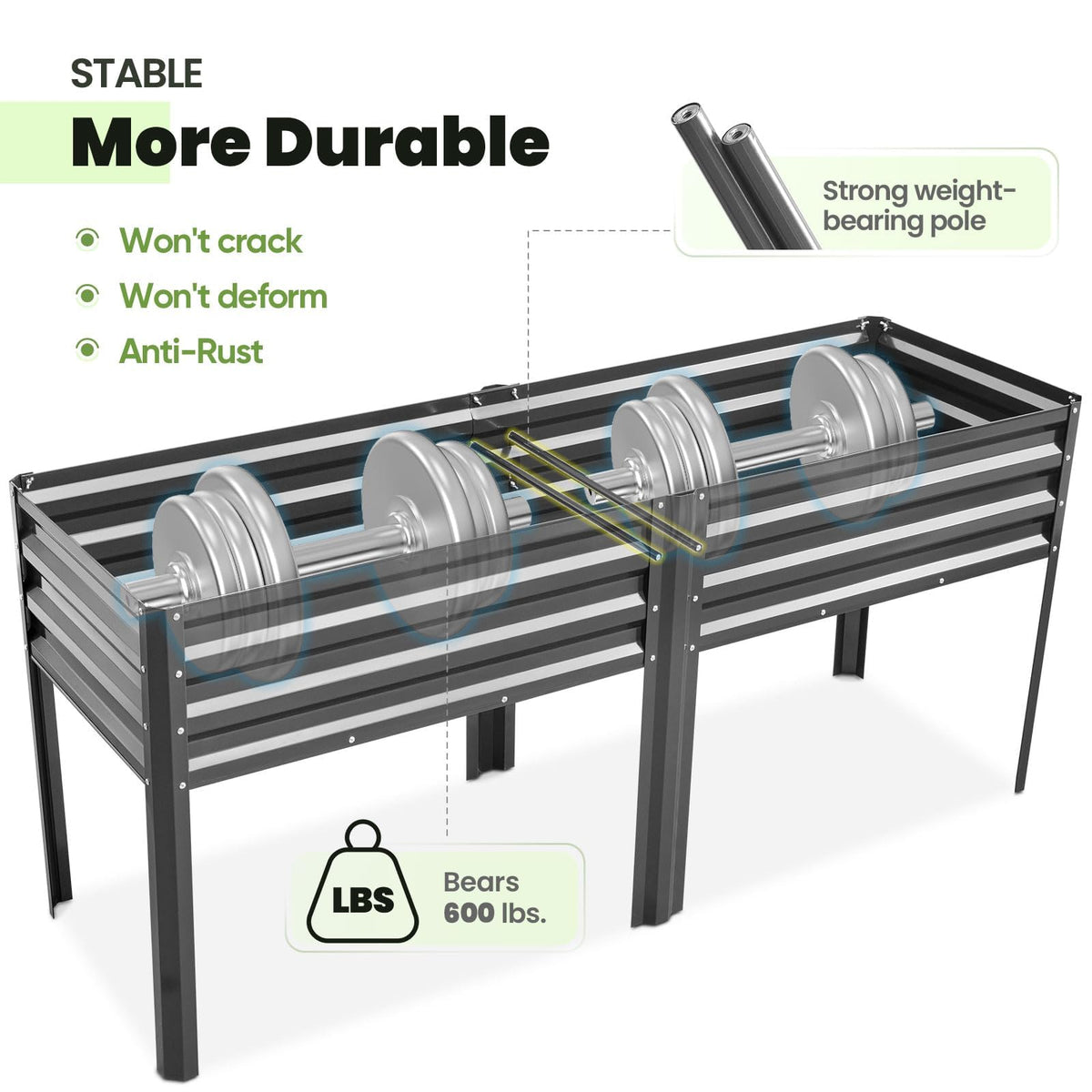 KING BIRD galvanized steel frame shows rust-resistant, durable outdoor construction.