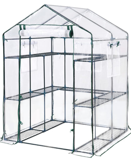 King Bird greenhouse front view showcases spacious walk-in design for easy plant access