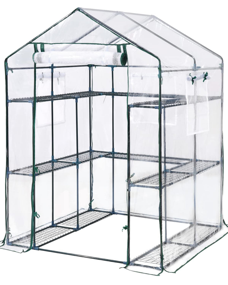 King Bird greenhouse front view showcases spacious walk-in design for easy plant access