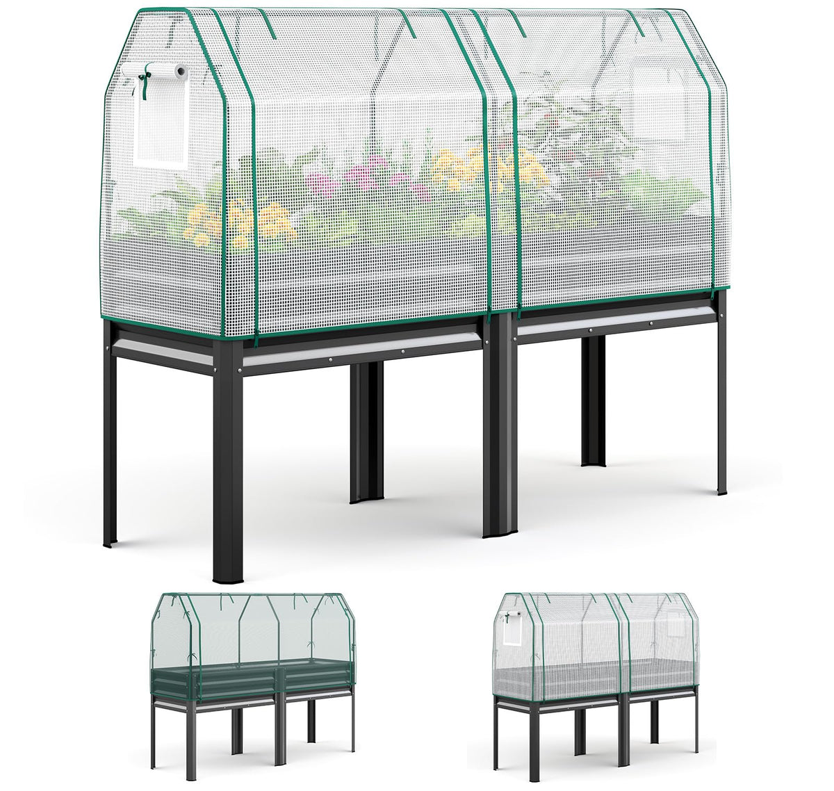 King Bird large raised garden bed with cover netting protecting plants while allowing airflow
