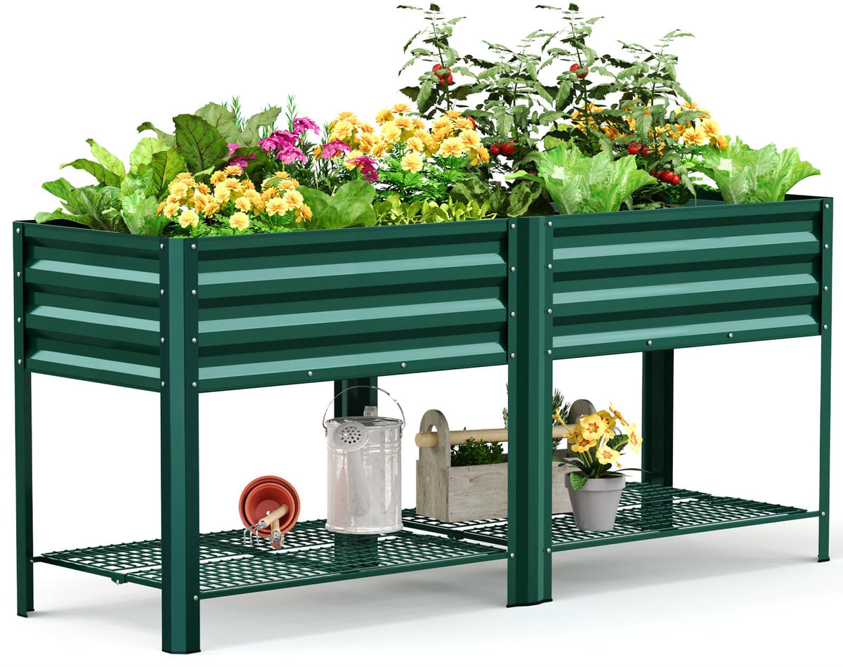 KING BIRD large raised garden bed with legs and shelf for easy access.