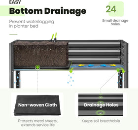 KING BIRD raised bed includes a non-woven liner for drainage and soil containment.