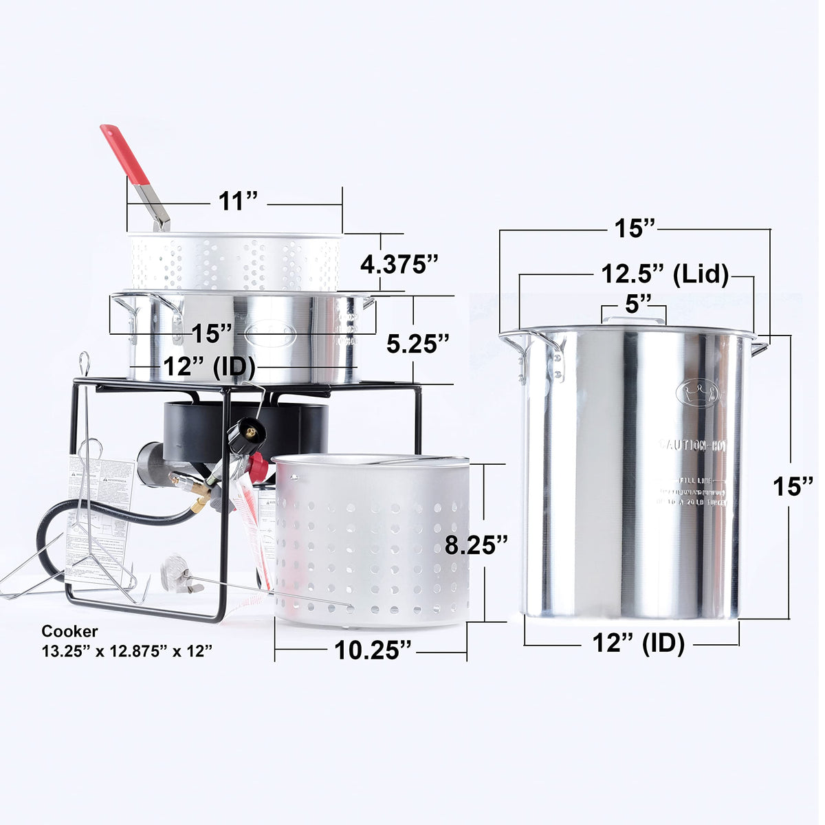 King Kooker 29-qt turkey pot with lid for large batches.