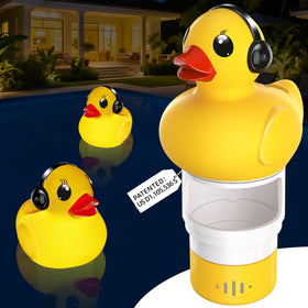 KingSom duck chlorine floater with light enhances nighttime pool ambiance and safety.