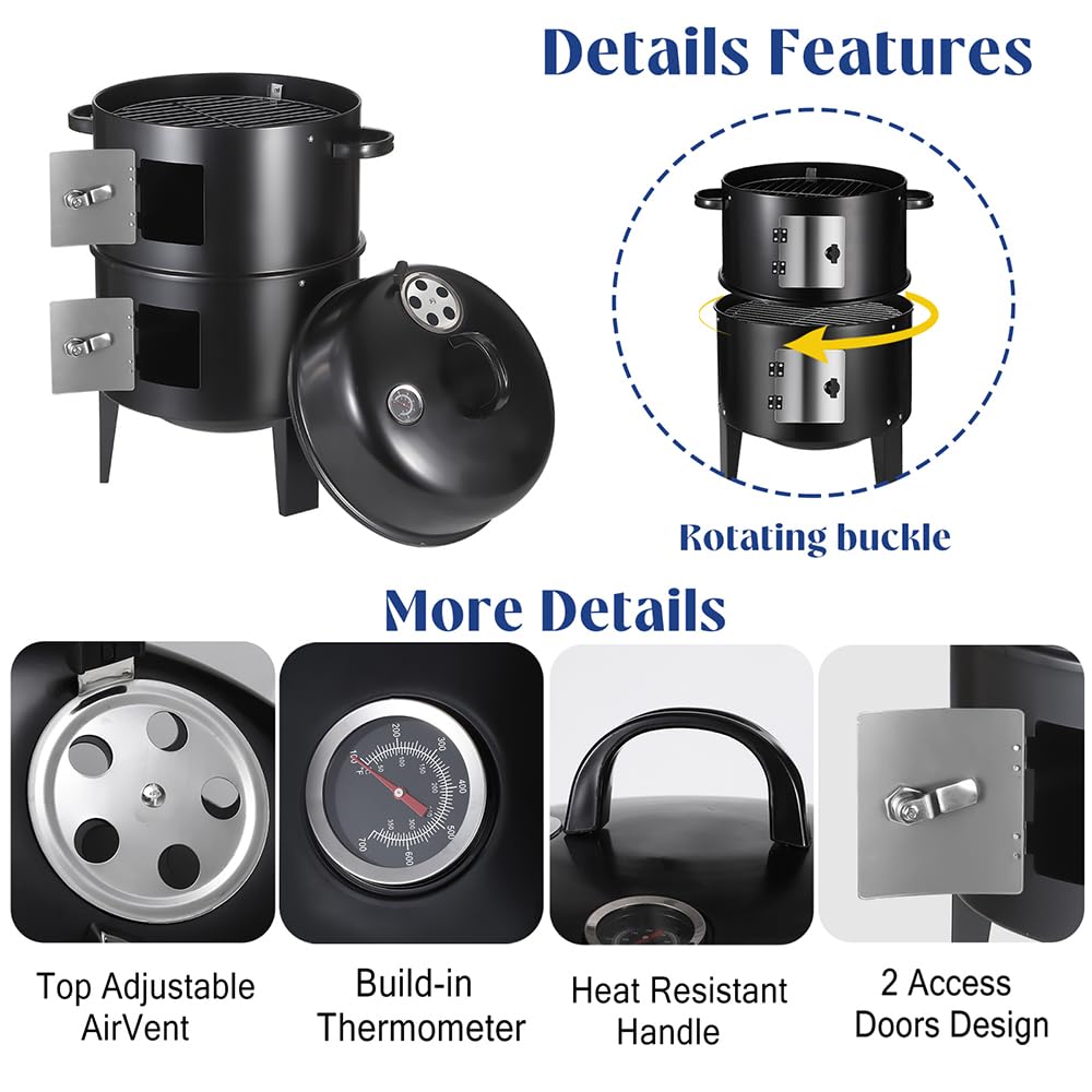 KINGBURN portable outdoor smoker side view ideal for backyard gatherings