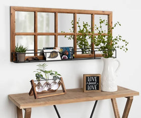 Kingbuy retro wooden stand elevates desktop planter for stylish home decor