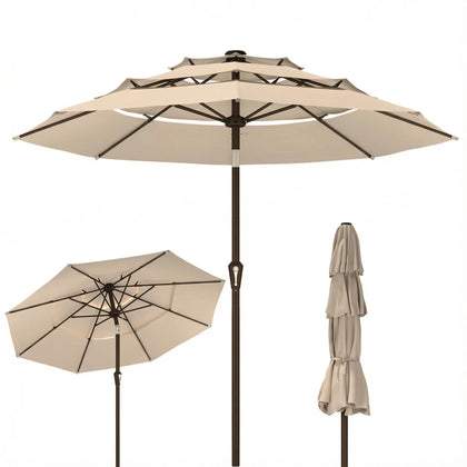 Kingdura 10ft 3-tier canopy umbrella delivers broad patio shade