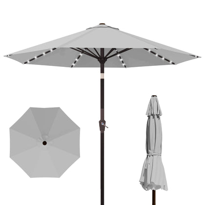 Kingdura 9ft solar umbrella with LED ribs for inviting evening lighting