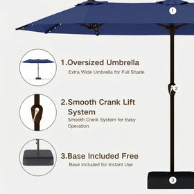 Kingdura cross-shaped base with sandbags provides stability.