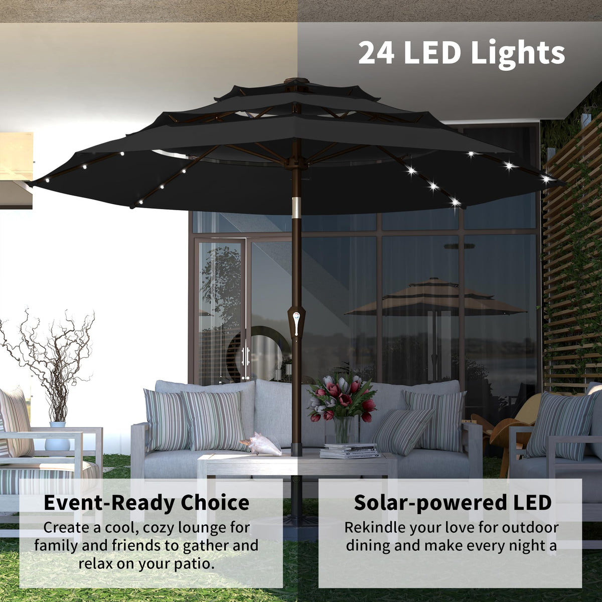 Versatile solution for decks, poolside, markets, and outdoor dining setups.