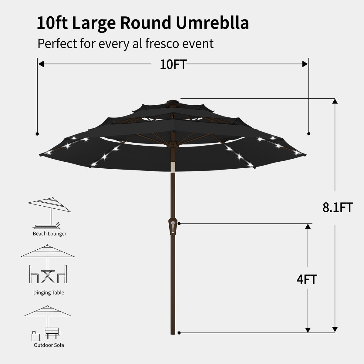 Wind vents stabilize the umbrella during breezes for confident use.