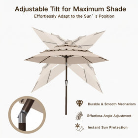 Kingdura tilt mechanism allows sun-blocking from multiple angles