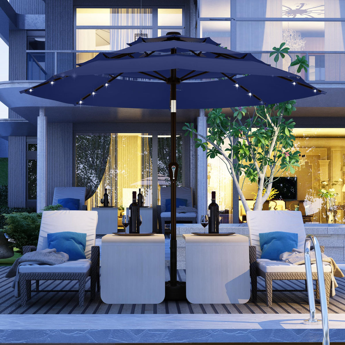 Kingdura 3-tier vented canopy close-up for wind resilience