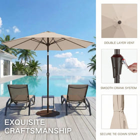 Kingdura beige color umbrella glows in sunlight for warm shade