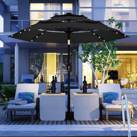 Close-up shows the easy crank and tilt for customizing shade all day.