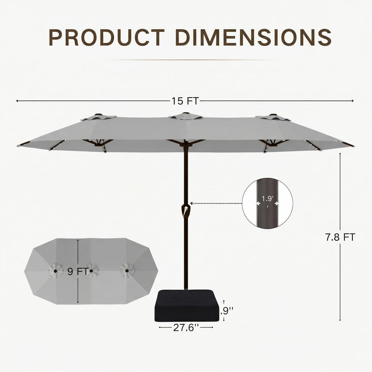 Sturdy cross-shaped base with sandbags for added outdoor stability