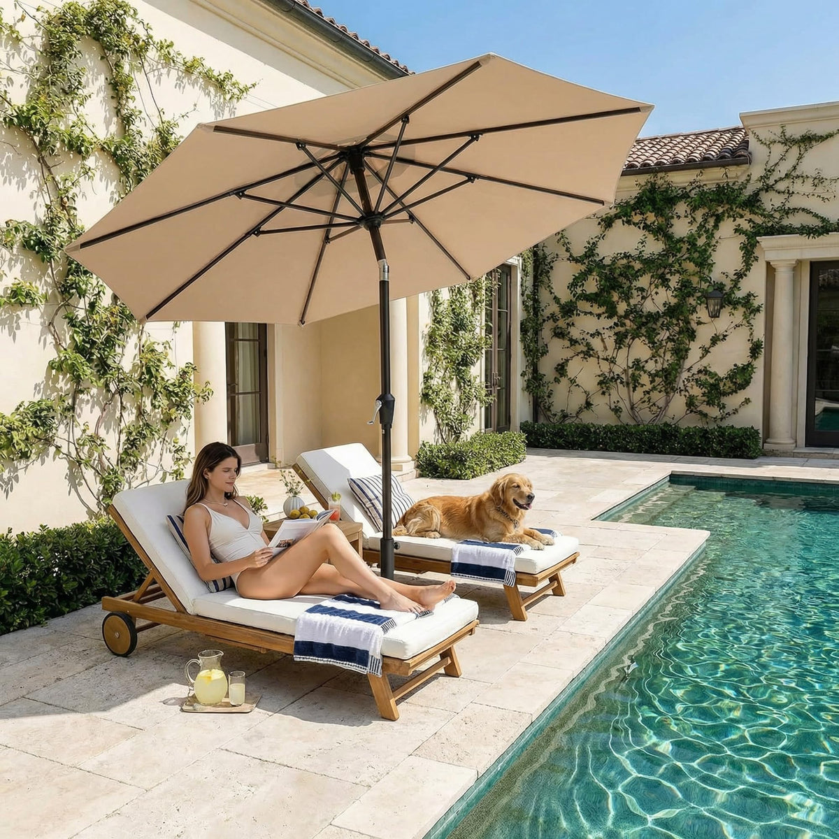 Kingdura UV protection label on umbrella for sunny days