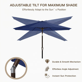 Yard and poolside scene under Kingdura umbrella