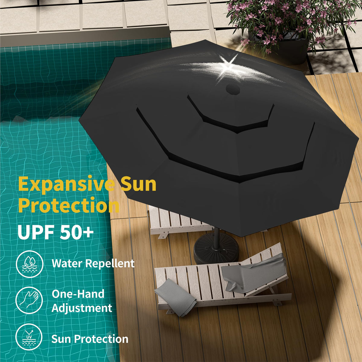 32 solar LEDs illuminate softly without needing electrical cords.
