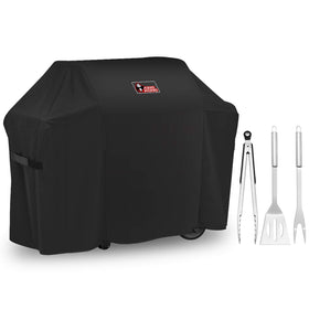 Kingkong 7130 front view grill cover protecting Genesis II and LX grills from rain and sun.