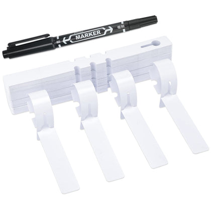 KINGLAKE 200-pcs white plastic plant tags with wrap-around design for easy garden labeling in outdoor beds.