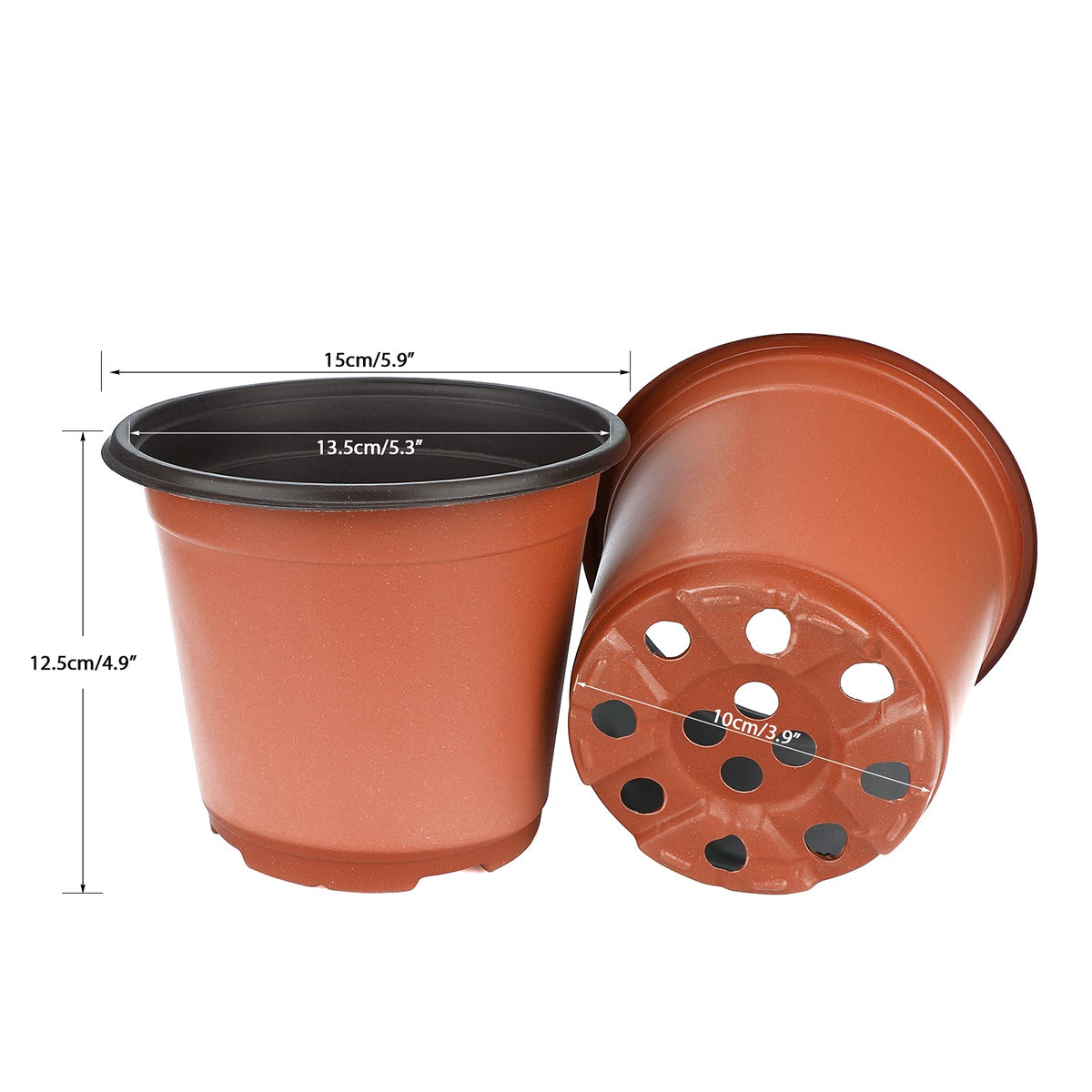 Kinglake 6-inch nursery pot bottom view with drainage holes for healthy soil drainage