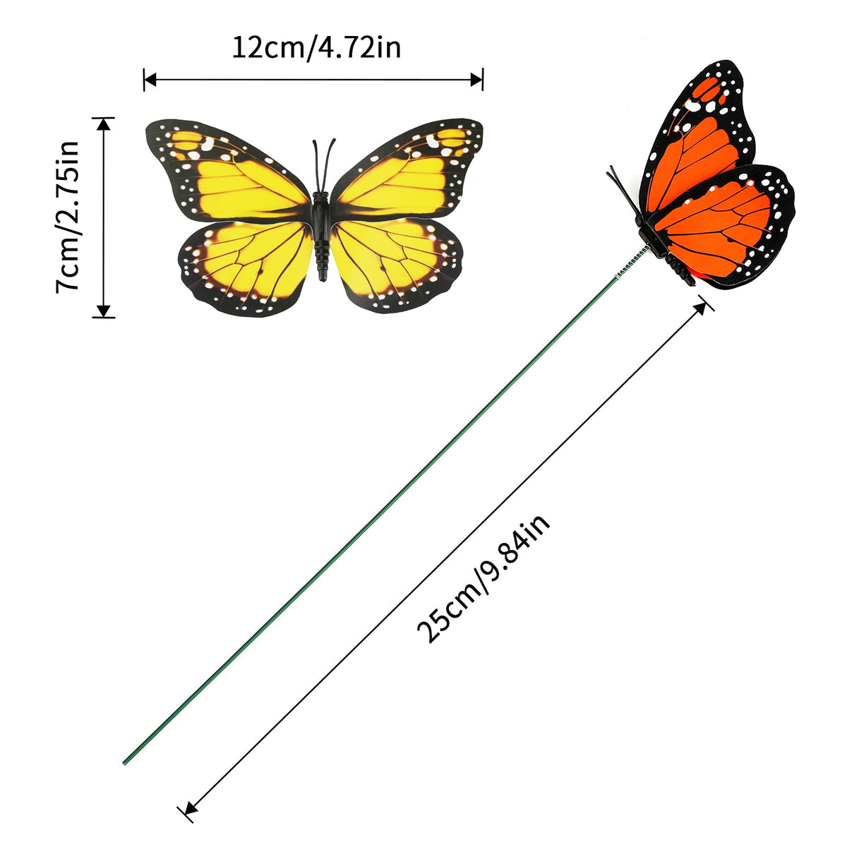 KINGLAKE butterfly garden stake in rose red enhances flower beds