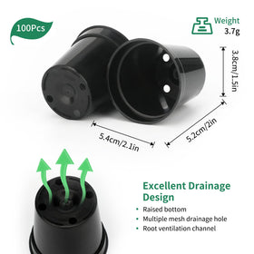 KINGLAKE GARDEN black plastic pot with drainage holes, perfect for seedling transplanting.