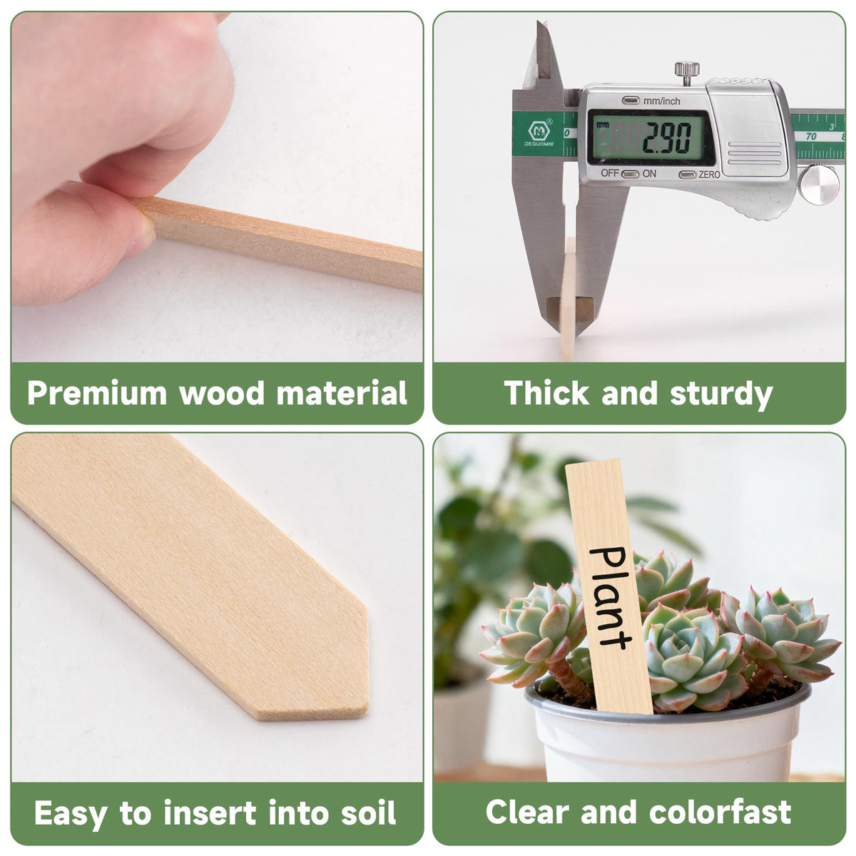 KINGLAKE wooden plant labels writing-friendly surface for easy seed type notes.