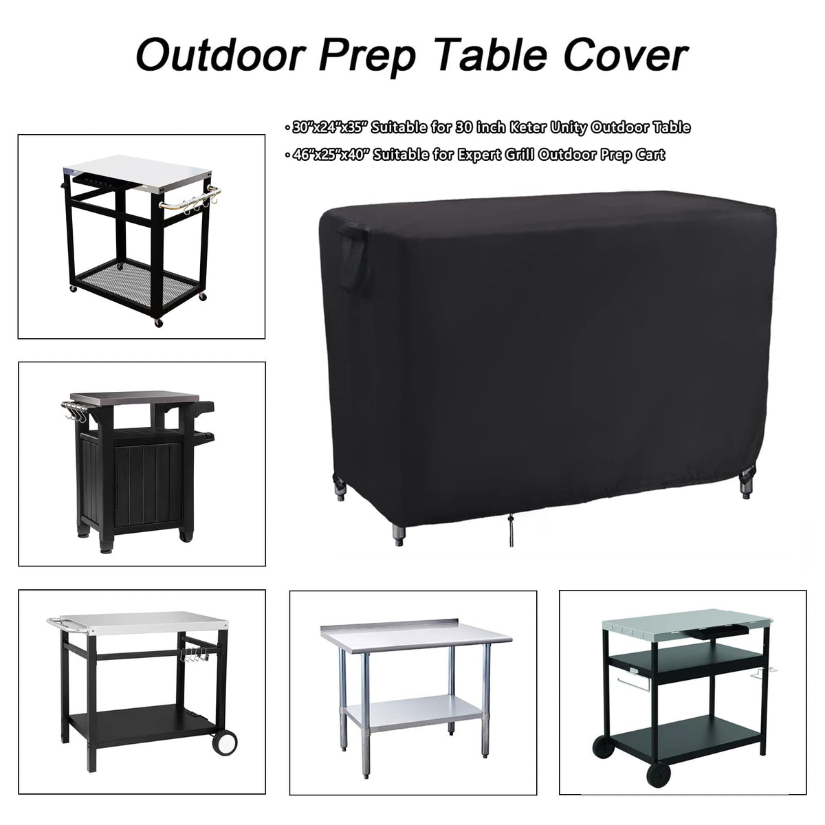 Kingling grill cart cover with vent and handle for easy on/off and airflow