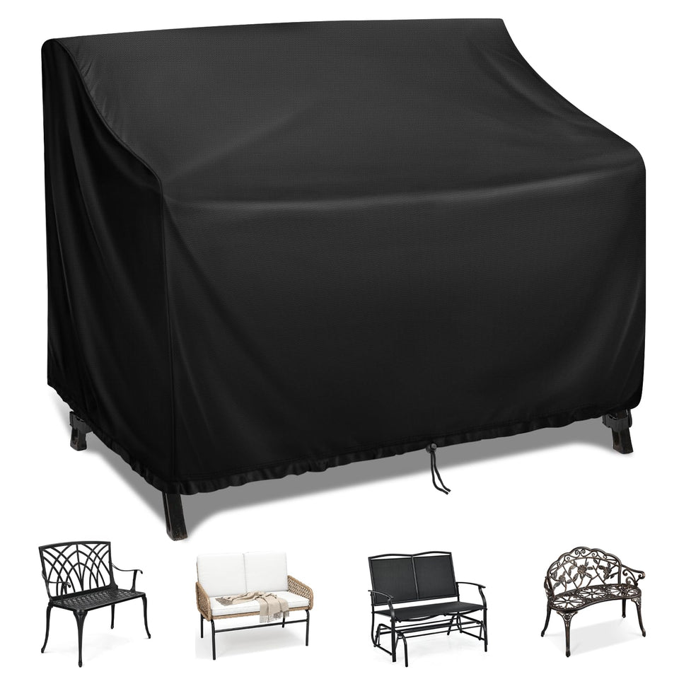 Kingling outdoor bench cover front view protecting loveseat from sun and rain