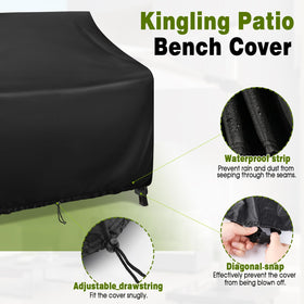 Kingling bench cover with hem strap for secure fit during windy days