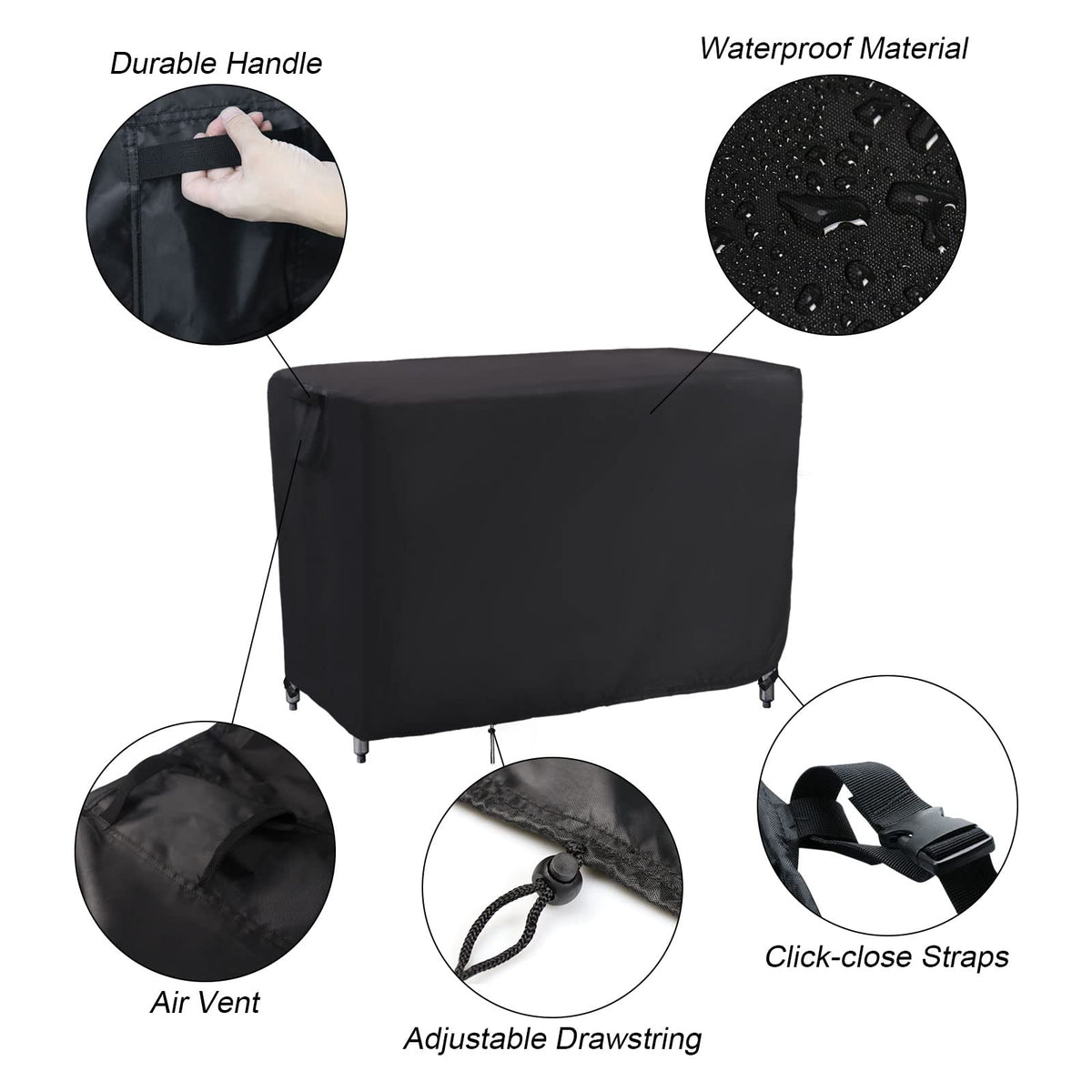 Kingling corner snaps secure cover at legs and wheels