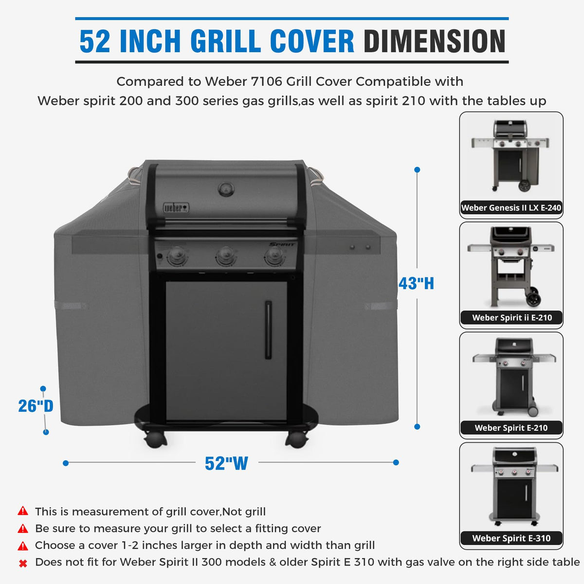KINGLY grill cover shows waterproof outer and inner layers protecting against rain.