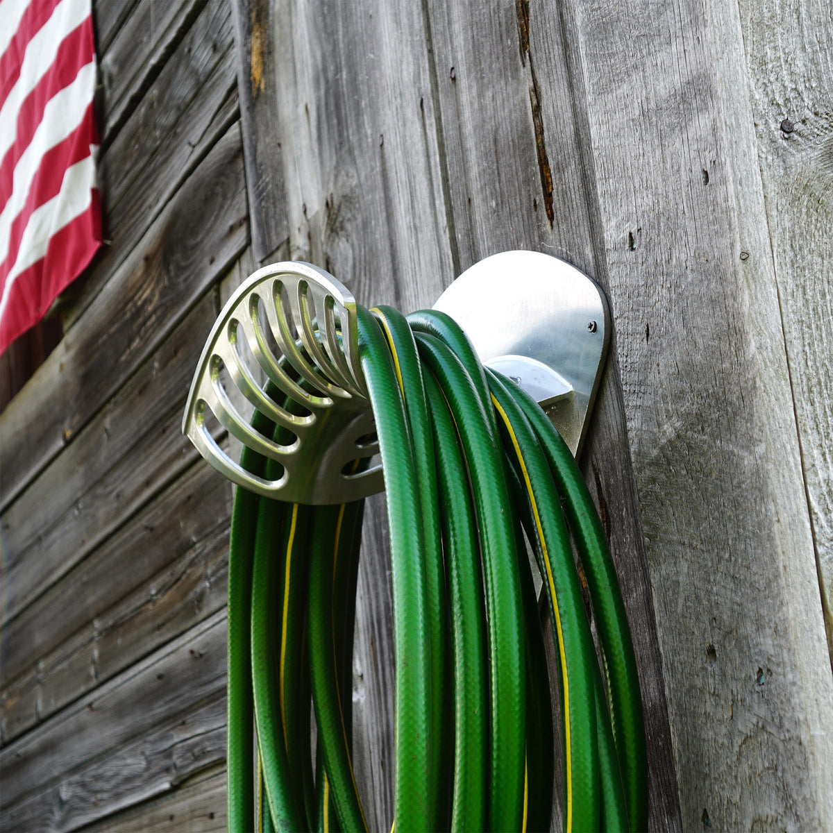 Kings County Tools hose holder keeps outdoor spaces tidy and hoses ready.