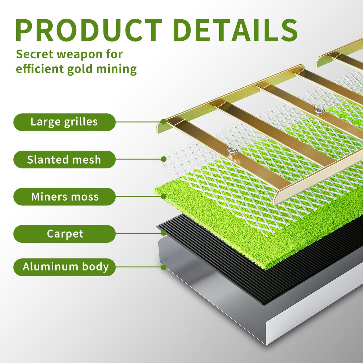 Kingson 50-inch sluice box with aluminum construction delivers rugged portability