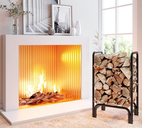 Kingson firewood rack placed beside fireplace for convenient fueling