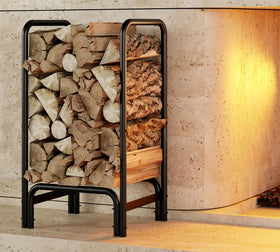 Kingson firewood rack round-tube indoors or outdoors for organized logs