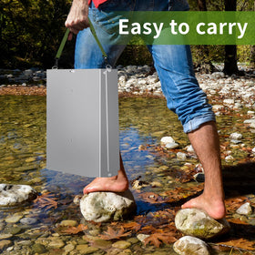 Kingson portable sluice box fits in a backpack for remote river prospecting
