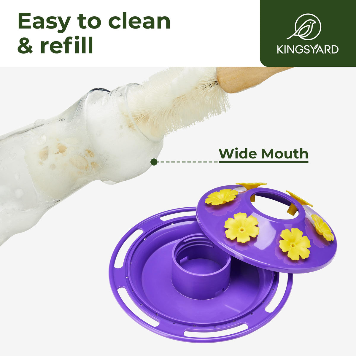 Kingsyard 360-degree perch supports natural hummingbird feeding.