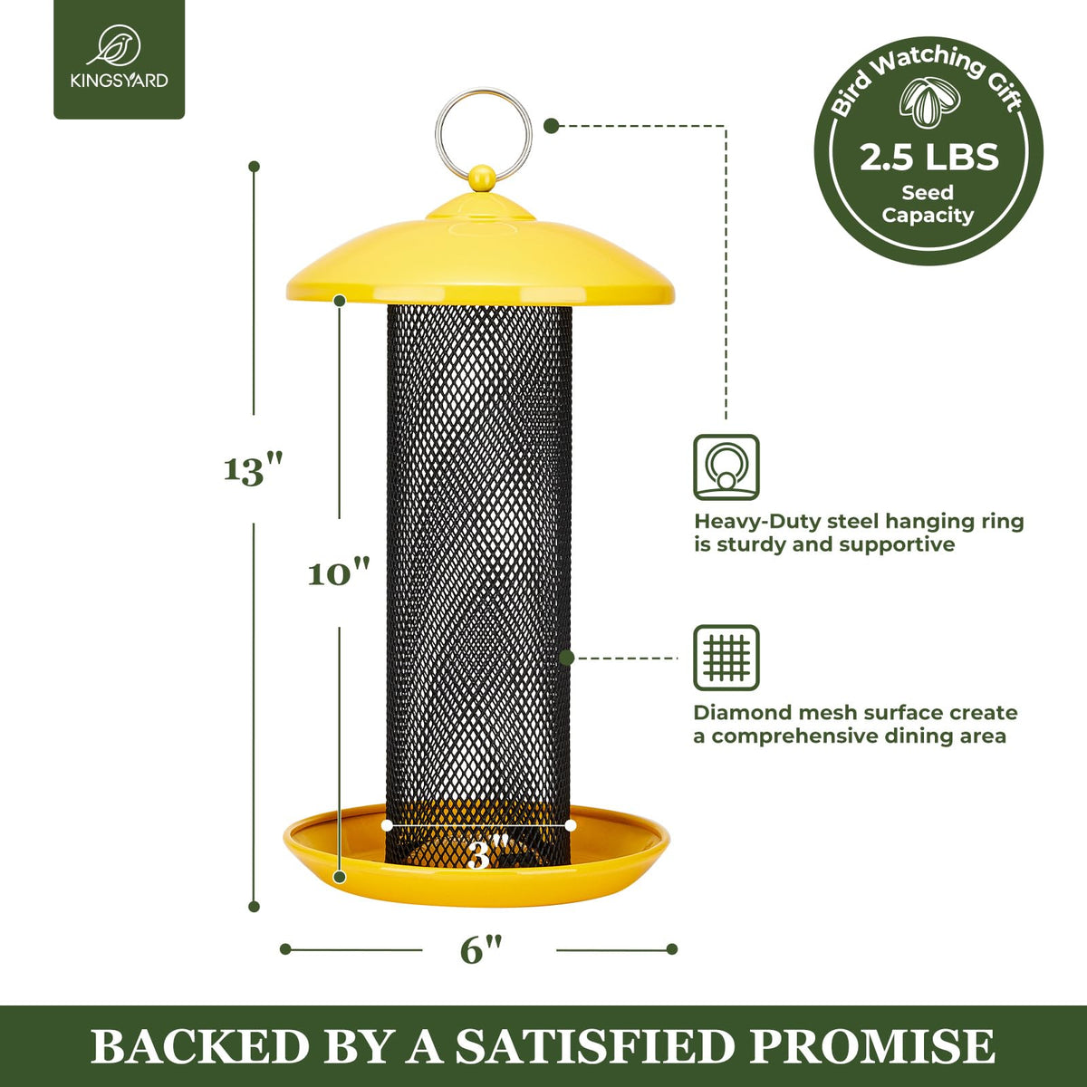 Kingsyard 360-degree seed tray supports multiple birds at once.