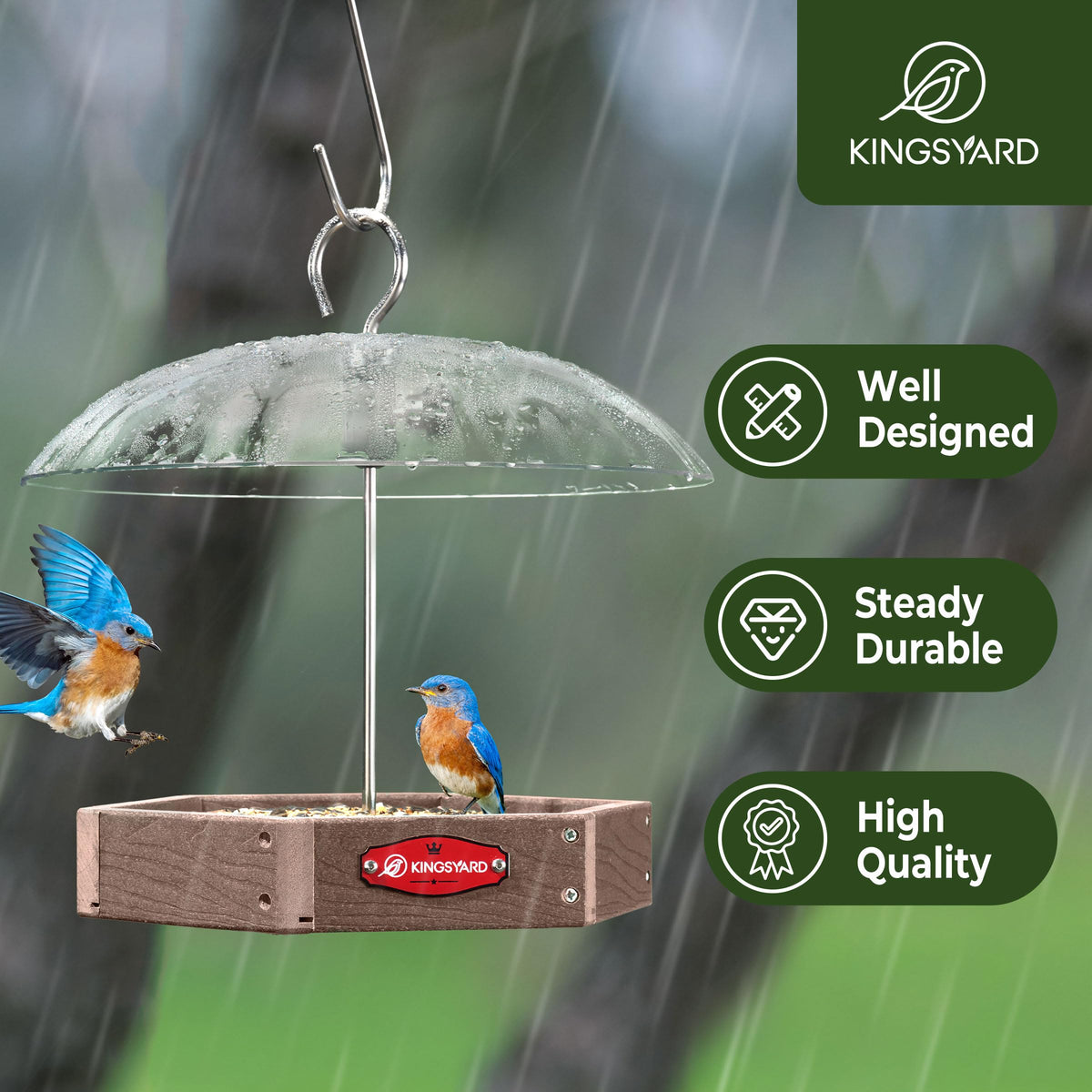 Kingsyard adjustable dome enables tailored dining height for different bird sizes